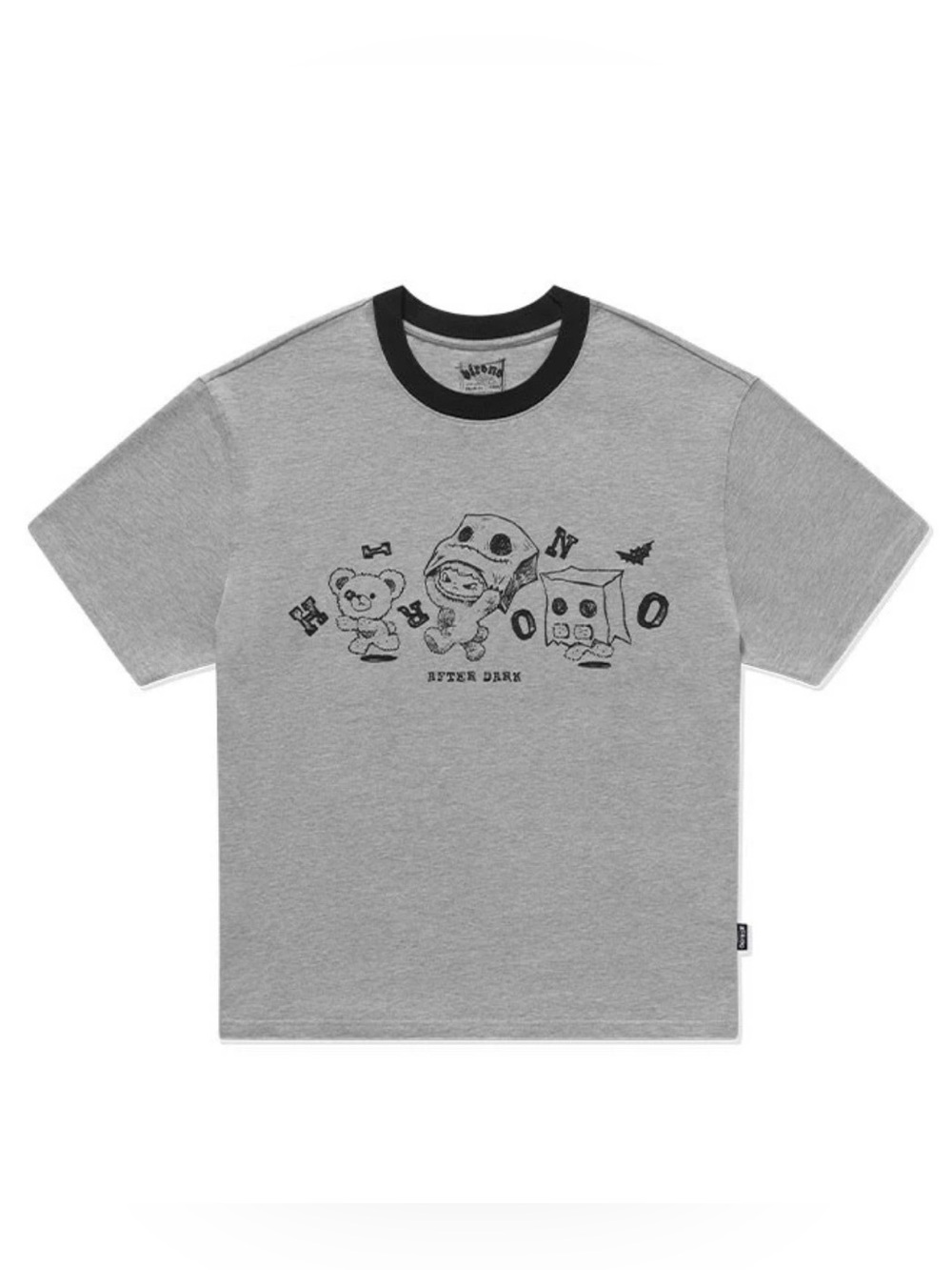 Pop Mart Hirono After Dark Naughty Bear Short Sleeve T-Shirt - Gray, Large
